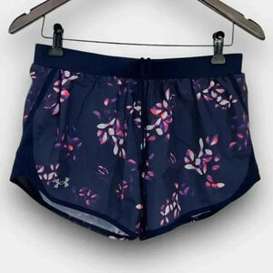 Under Armour Women’s Fly By 2.0 Running Shorts S Purple Floral HeatGear 1350198